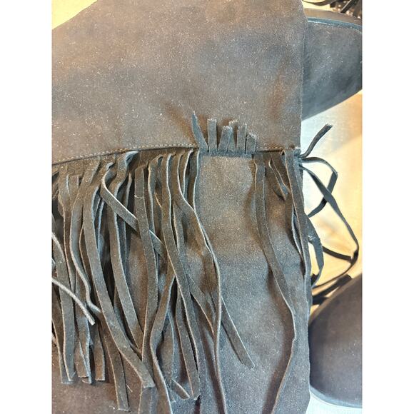 Forever 21 Black Suede Knee Boots with Fringe Size 9 NWOT - Picture 9 of 11